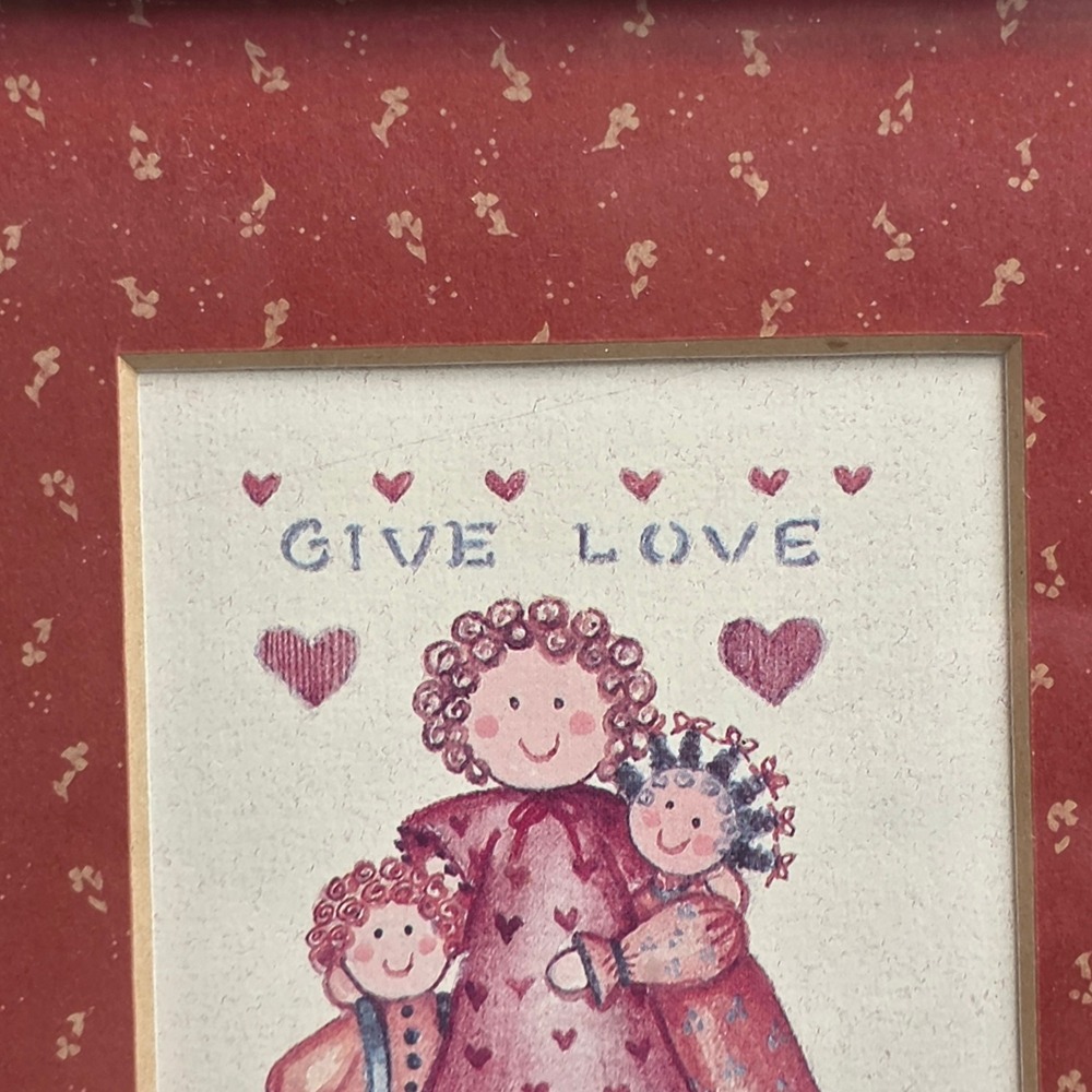 Vintage‎ Figi Graphics 'Give Love Gather Love' Wall Art Wood Framed Folk Art - Picture 3 of 9